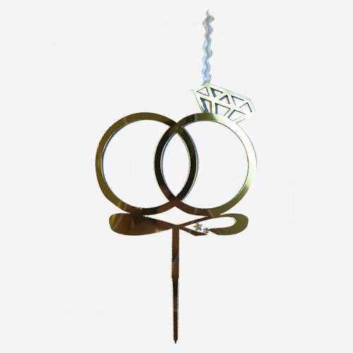 Свеча-топпер декоративная акриловая "Свадебные кольца" Золото 