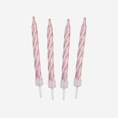 Свечи декоративные "Розовые завитки" Перламутровые 6 см 12 шт 620201