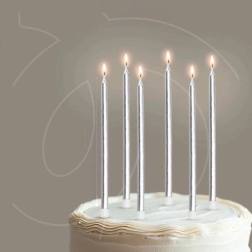 Свечи декоративные Серебряные 10 см 8 шт 620186G-S