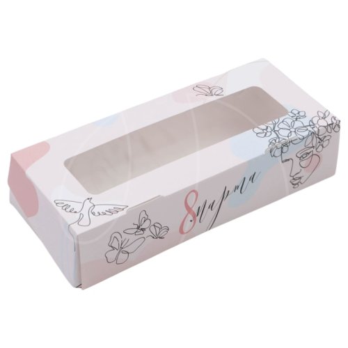 Коробка для сладостей с окном "8 марта" 17x7x4 см 7350976