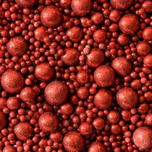 Посыпка кондитерская из дутого риса жемчуг блестящий "Красный микс" 50 г 706