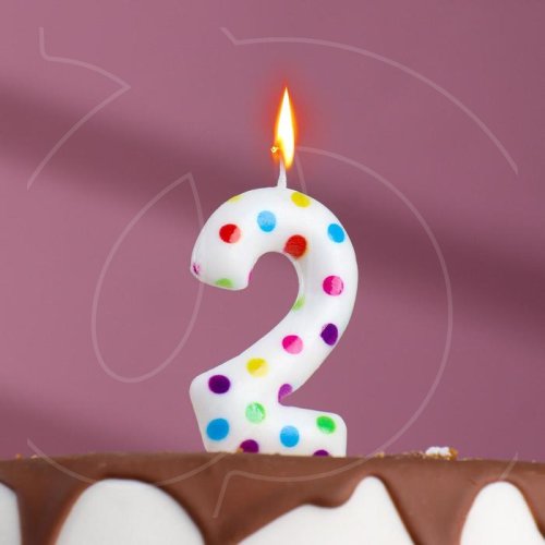 Свеча декоративная Цифра "2" Конфетти 4693309
