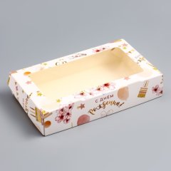 Коробка для сладостей с окном "С Днём Рождения" 20х12х4 см 9953774