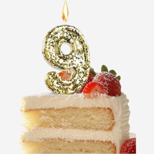 Свеча декоративная Цифра "9" Золото пайетки 5572723