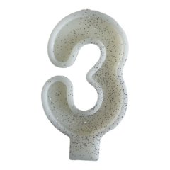 Свеча декоративная Цифра "3" Блёстки 