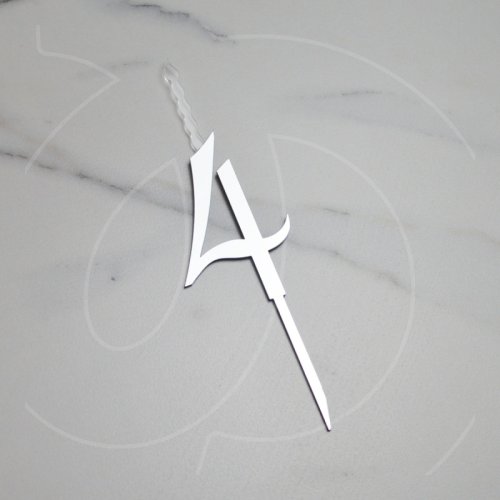 Свеча-топпер декоративная акриловая Цифра "4" Серебро 