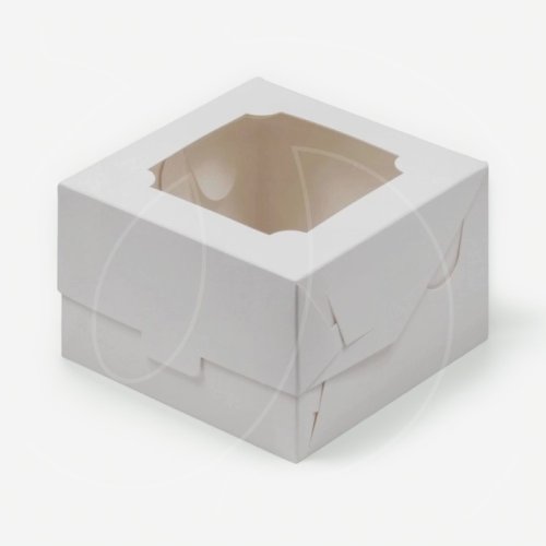 Коробка для бенто-торта с окном белая 12х12х8 см 070600 ф