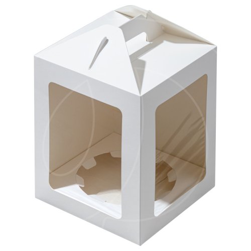 Коробка для кулича с окном белая 12х12х16 см ForG JUMPL II W W 120*120*160 ST	