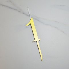 Свеча-топпер декоративная акриловая Цифра "1" Золото 