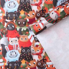 Бумага упаковочная "Новогодние котики" 70х50 см 7065386