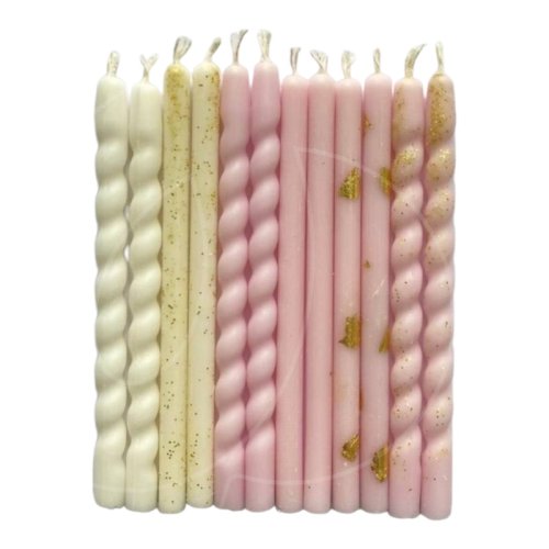 Свечи декоративные микс Бело-розовые 12 шт 