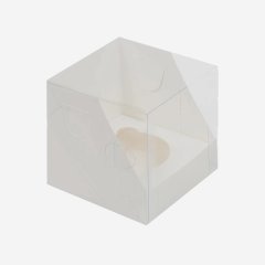 Коробка на 1 капкейк с прозрачной крышкой белая 040120 ф   КУ-00699   КУ-699, 51010; 10778116