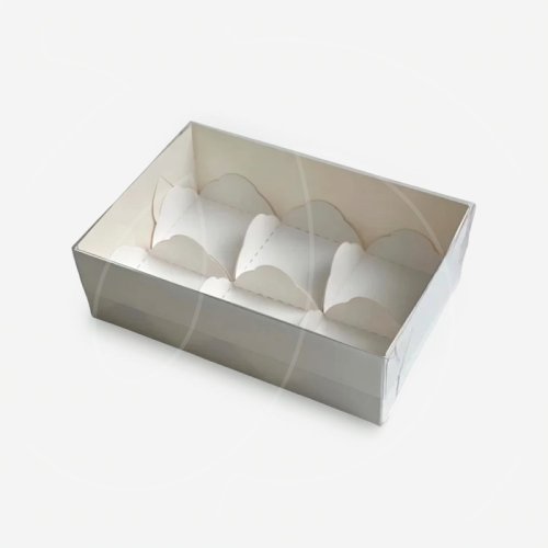 Коробка для 6 моти с прозрачной крышкой белая 17,5х12х5,5 см 070920