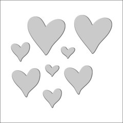 Набор топперов декоративных акриловых "Сердечки" Серебро 1,5-3,5 см 15-20 шт ТСК58