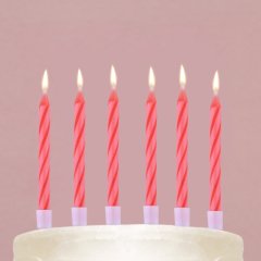 Свечи декоративные незадуваемые Розовые 6 см 10 шт 10107877  