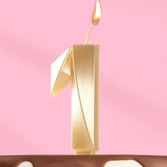 Свеча декоративная Цифра "1" Грань Золото 5928485