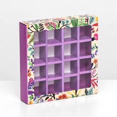 Коробка на 16 конфет с окном "Джунгли" 17,7х17,7х3,8 см 9803625