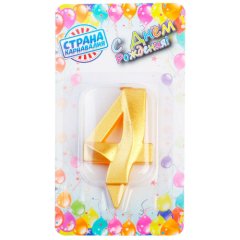 Свеча декоративная Цифра "4" Грань Золото 5928488