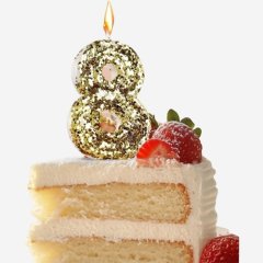 Свеча декоративная Цифра "8" Золотые пайетки 5572722