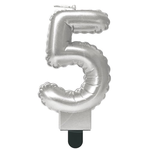 Свеча декоративная Цифра "5" Шар Серебро 622096-5	