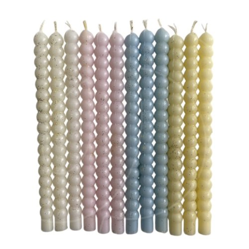 Свечи декоративные бенто-торта Белый, розовый, голубой, жёлтый 12 шт 180